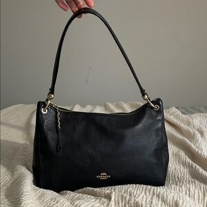 Coach Mia Black Pebbled Leather Shoulder Bag